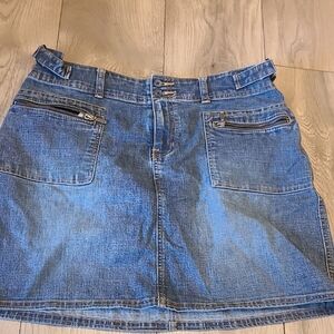 L.A. Blues Denim Mini Skirt with Zipper Pockets